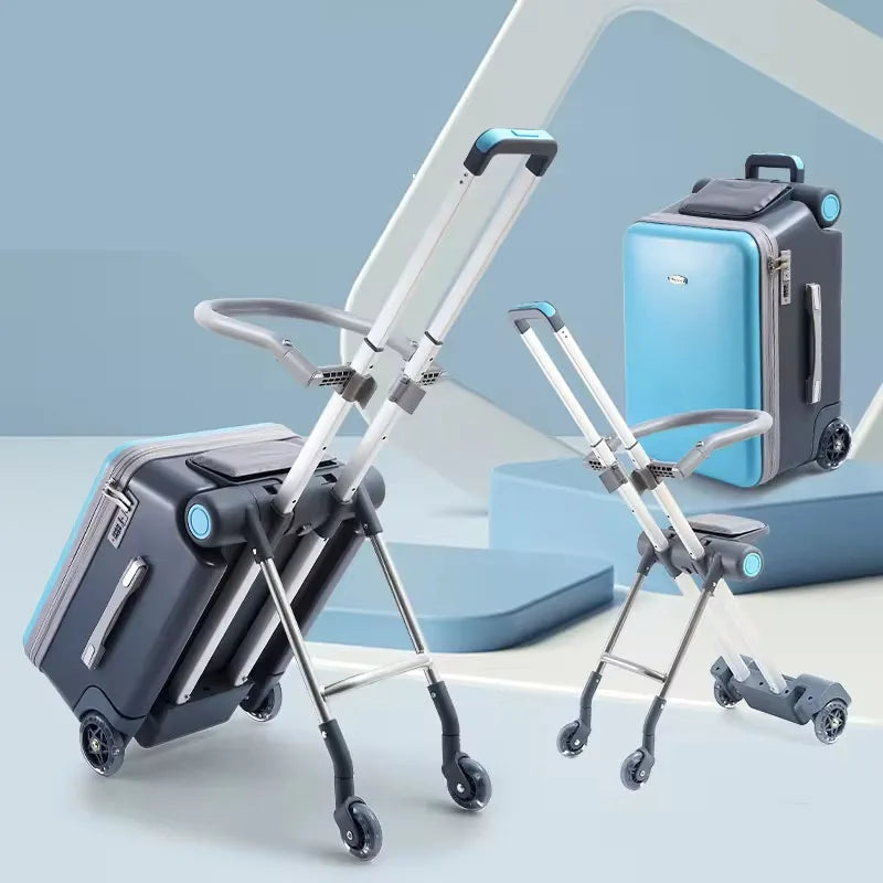 Kids Stroller Suitcase – 2-in-1 Ride-On & Sitting Waterproof ABS Trunk with Lock