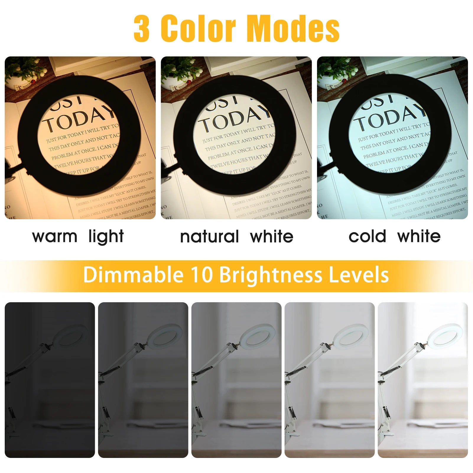 72-LED Illuminated Magnifier with 3-Color Lighting