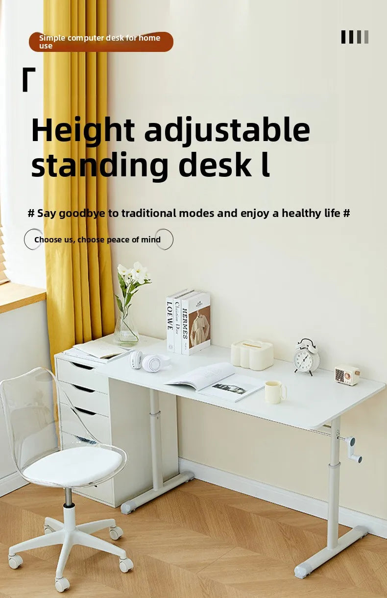 Hand Crank Adjustable Height Desk Computer Desk & Office  Ergonomic Study Table Home Office Writing Gaming Desk for Kids Adults