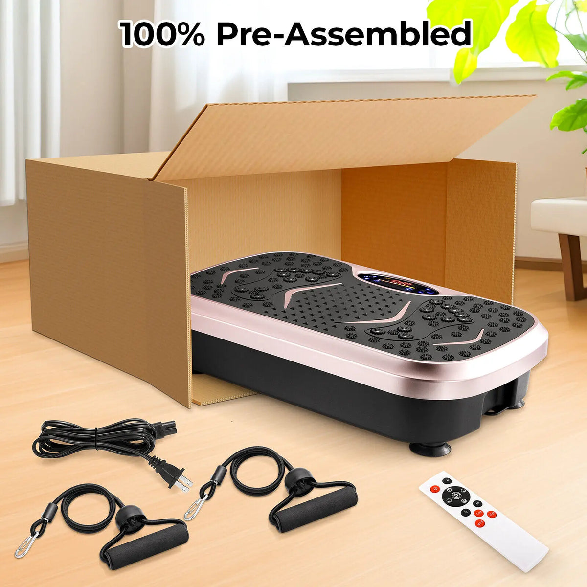 Vibration Plate Exercise Machine – Whole Body Workout Platform with Loop Bands for Home Training