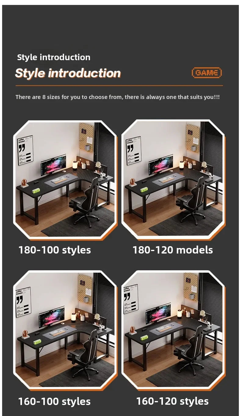 L-Shaped Corner Computer Desk — Home Study Table, Office Writing Desk & E-Sports Gaming Setup