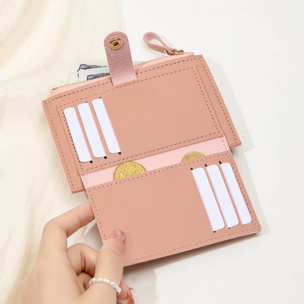 Minimalist Ultra-Thin PU Leather Women's Wallet – Short Zero Wallet & Credit Card Holder in 5 Colors