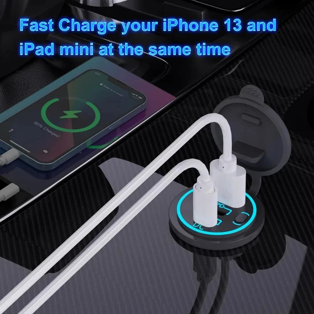 78W Fast Car Charger — PD3.0 & QC3.0 Dual USB-C