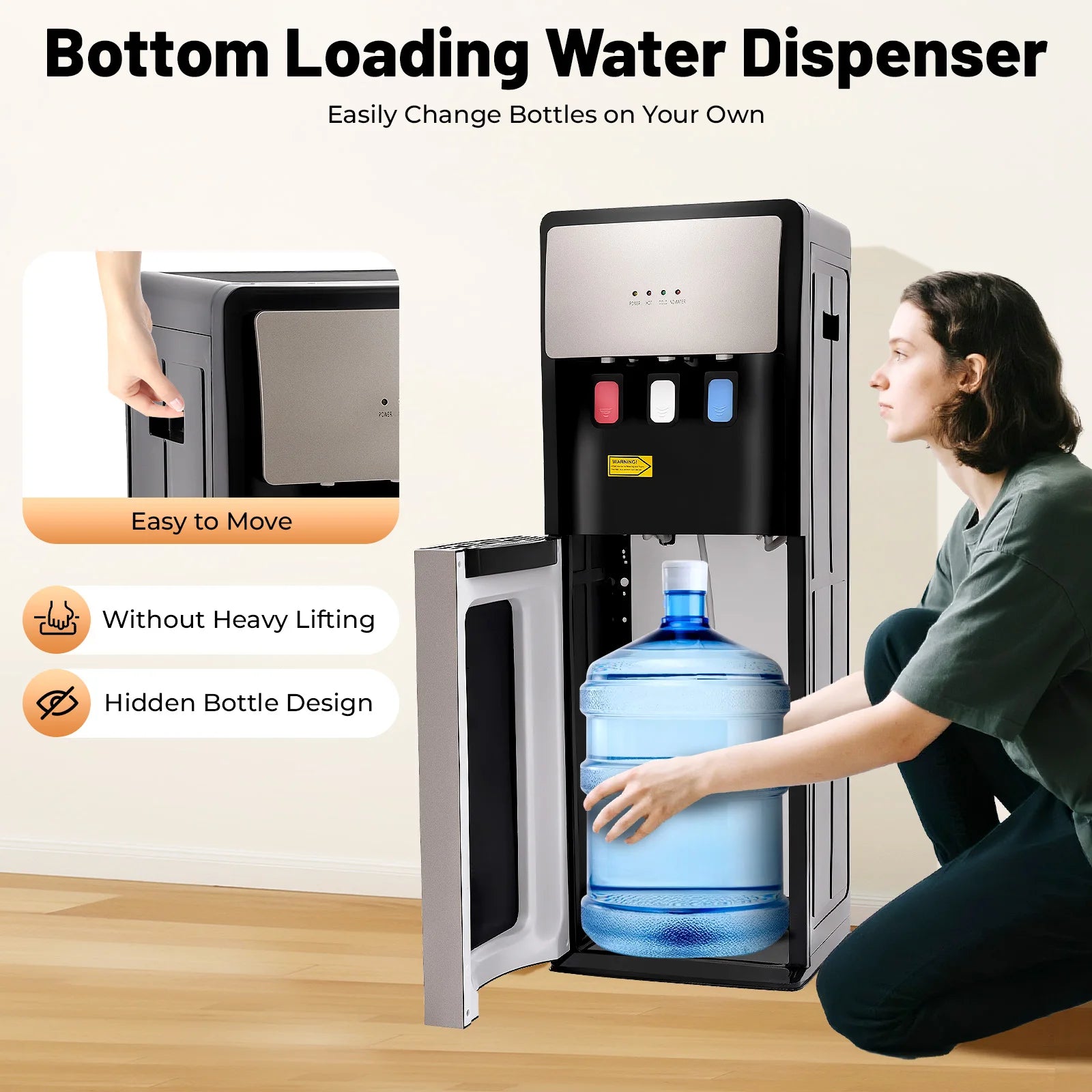 Bottom-Loading Hot & Cold Water Dispenser — Standing Water Cooler for Home & Office | 110V/220V