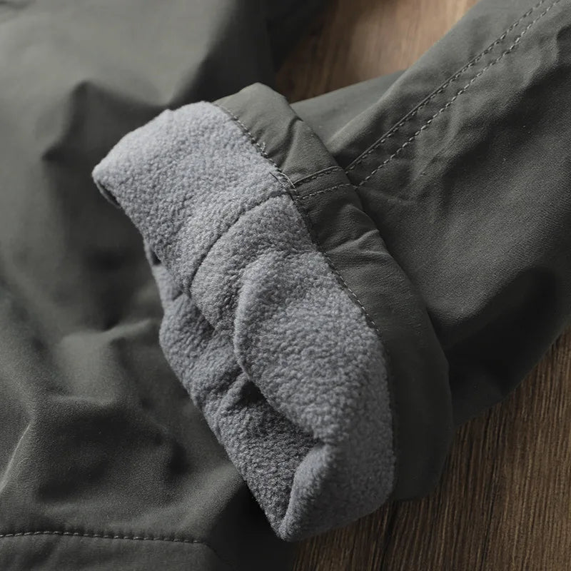 Men's Fleece-Lined Waterproof Hiking Pants — Loose Windproof Outdoor Workwear