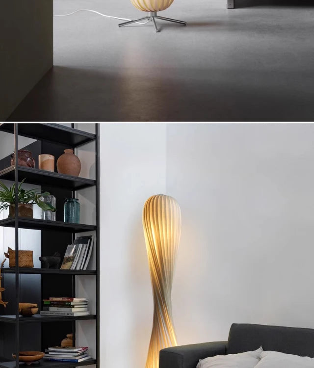 Sculptural Floor Lamp – Twisted Shade Design