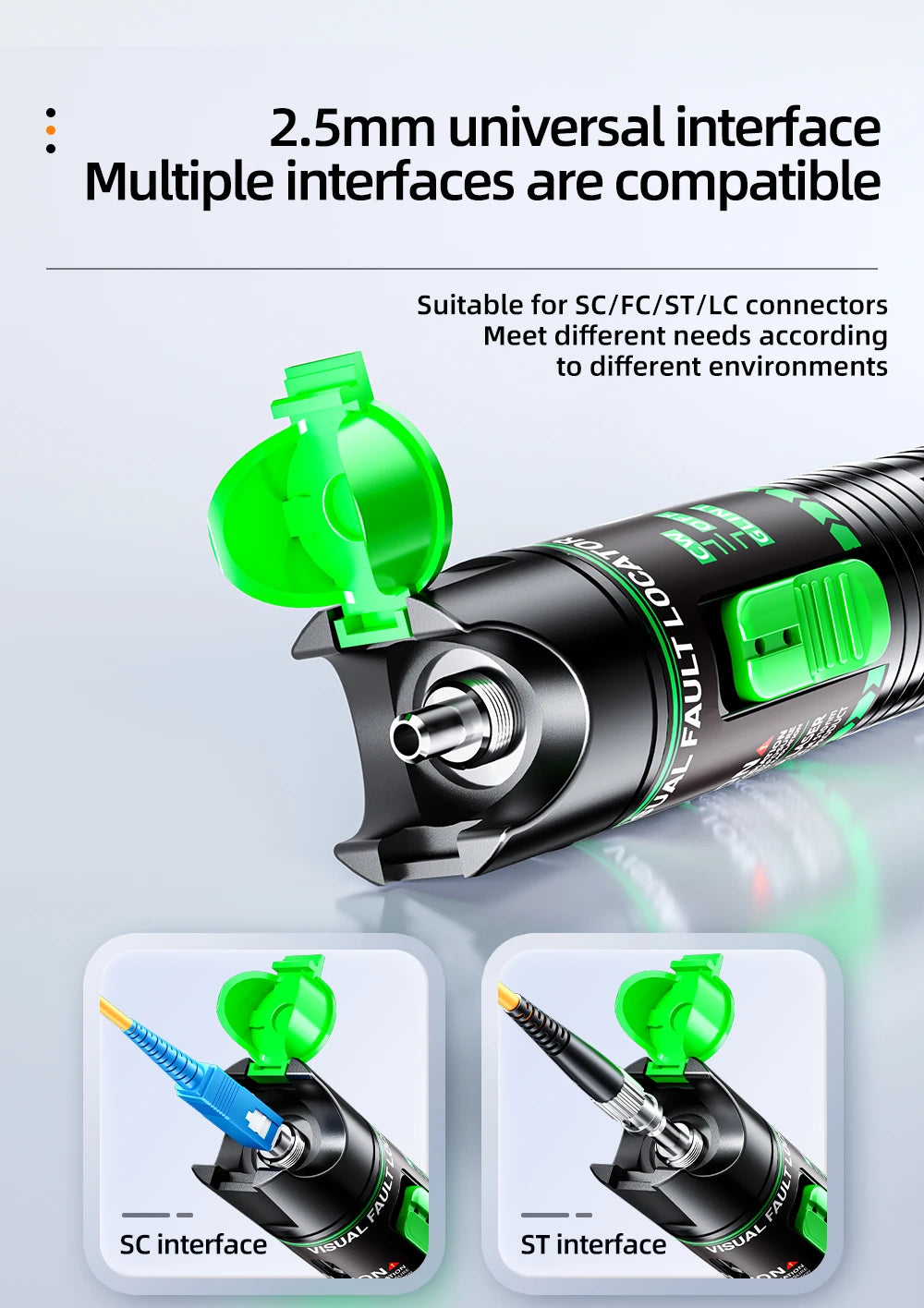 Rechargeable Green VFL Fiber Optic Tester – 15mW to 100mW Visual Fault Locator Pen