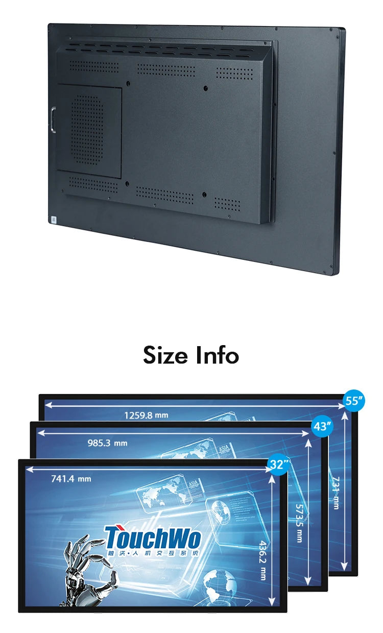 TouchWo Interactive Whiteboard All-in-One Touch Computer – 32" to 65", 1080p, Office & Classroom