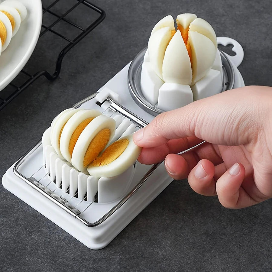 2-in-1 Egg Cutter & Slicer — Stainless Steel Wire Pull Kitchen Tool