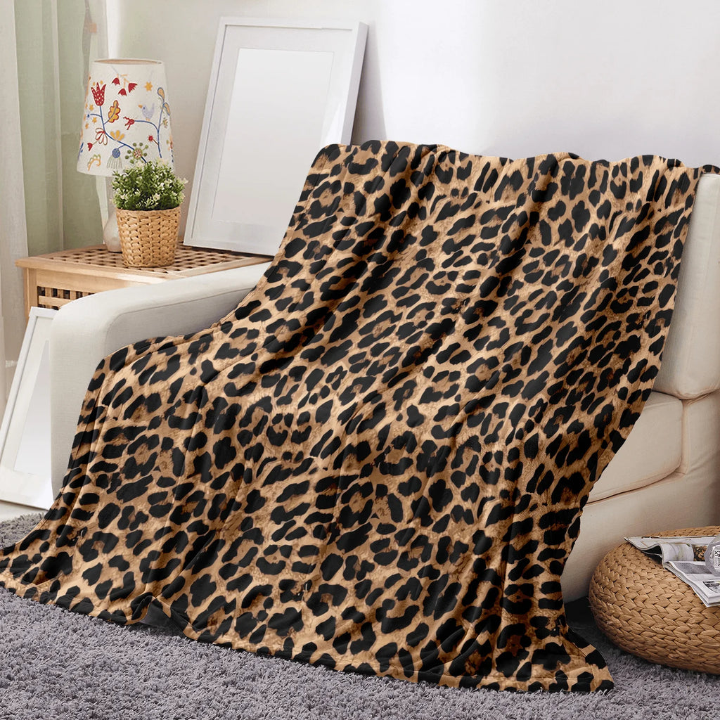 Leopard Print Flannel Throw Blanket – Soft, Cozy & Hypoallergenic, 4 Sizes
