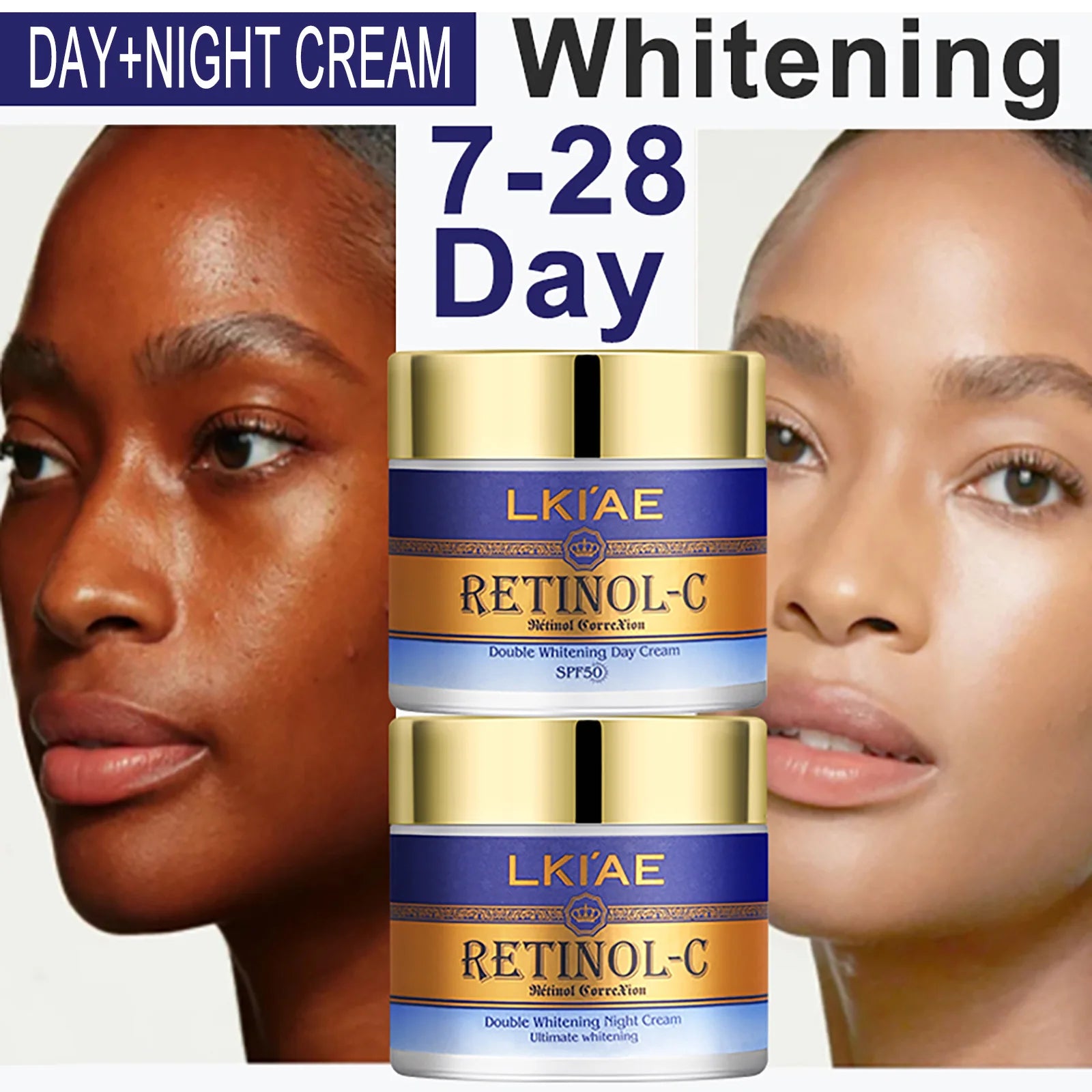 AILKE Retinol Double Whitening 5-in-1 Skincare Kit – Body Lotion, Face Cream, Serum & Cleanser for All Skin Types