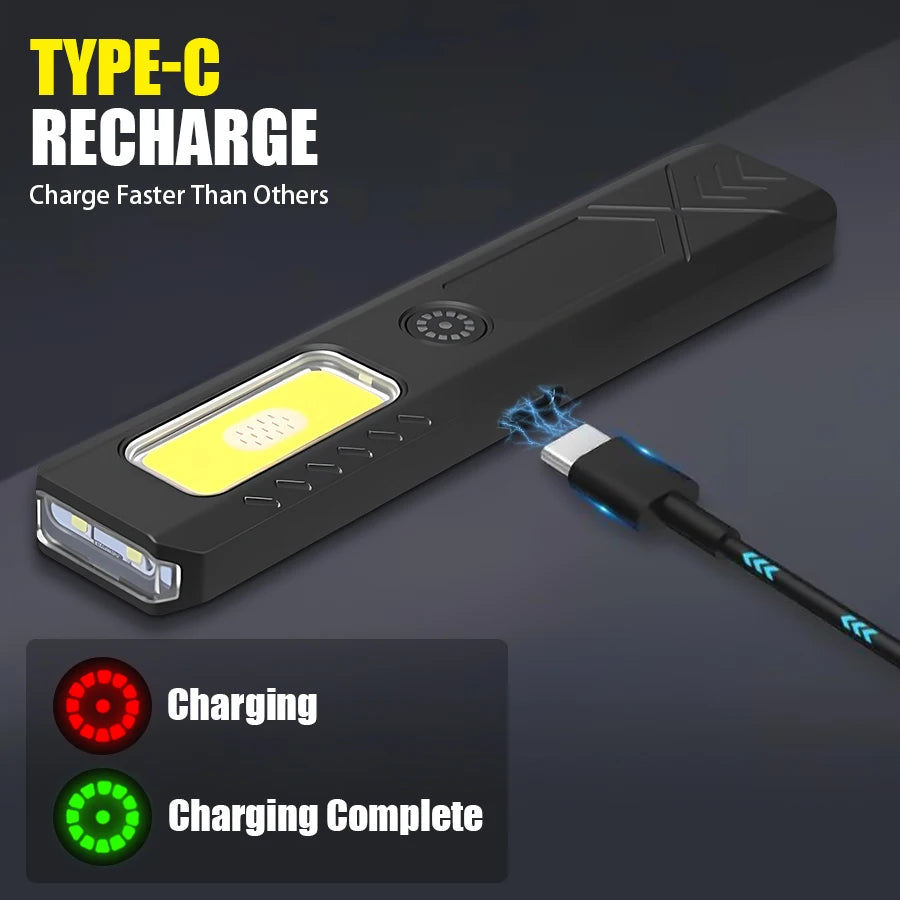Heinast Mini COB+LED Keychain Flashlight – 6 Modes, Type-C Rechargeable, Magnetic Base, Clip, 32g EDC