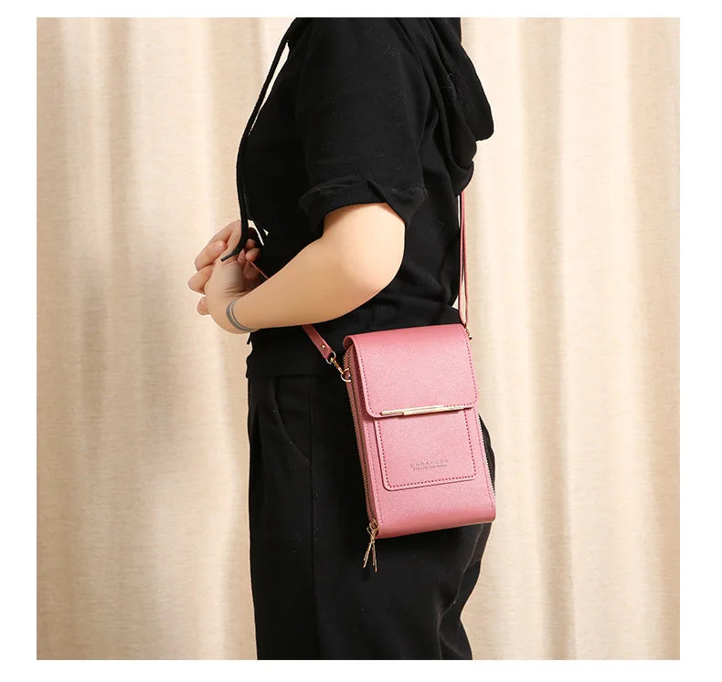 Women Crossbody Shoulder Bags Wallets Touch Screen Cell Phone Purse Soft Leather Strap Handbag for Female Luxury Messenger Bags