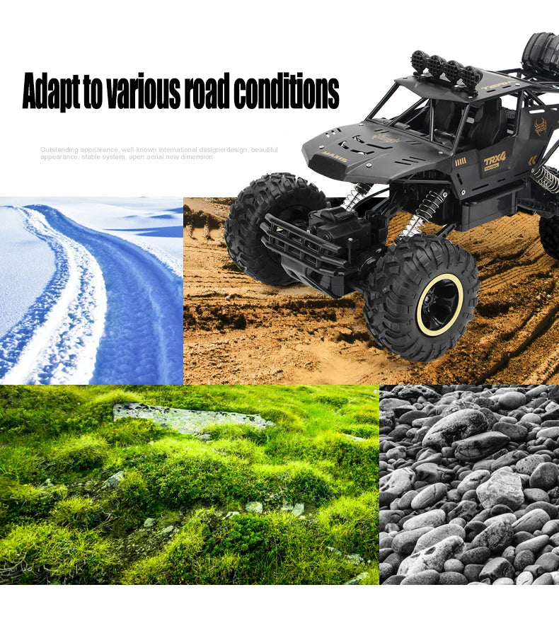 1:12 / 1:16 Scale 4WD RC Off-Road Buggy Truck with LED Lights – Remote Control Car for Boys