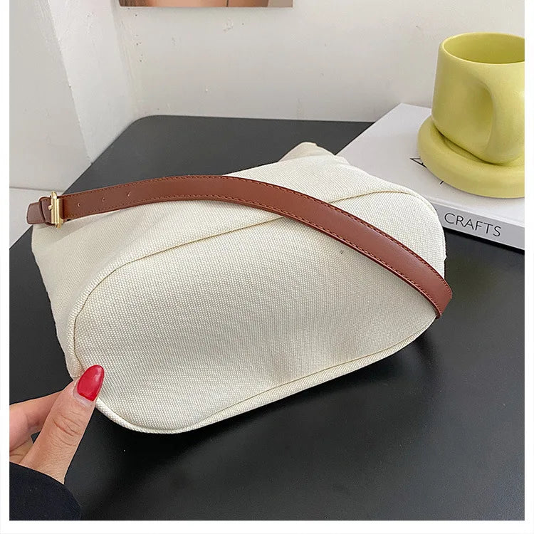 Snoopy Canvas Bucket Bag – Cute Letter Print Crossbody Shoulder Bag for Women