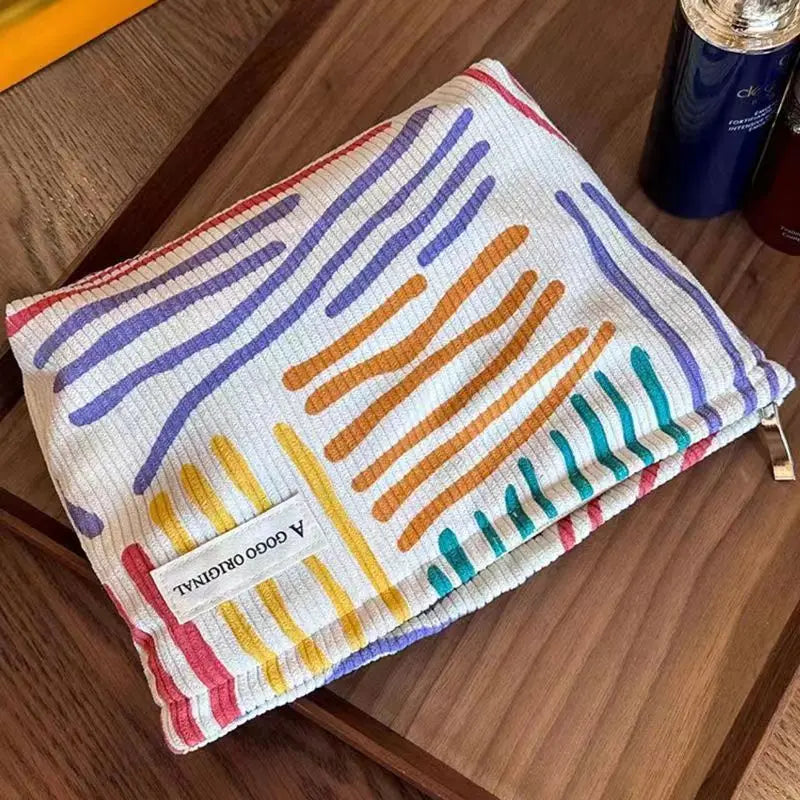 Large Capacity Corduroy Travel Cosmetic Bag