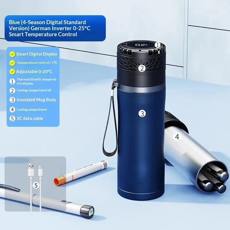 Insulin Cooler Box Mini Fridge – 30H Travel Med Cold Storage with Digital Temp Control for 6 Insulin Pens