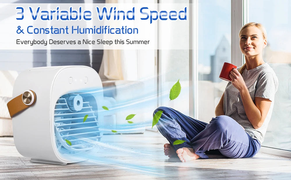 Portable Rechargeable Air Conditioner — Cordless Mini AC Cooling Fan for Room, Camping & Personal Use