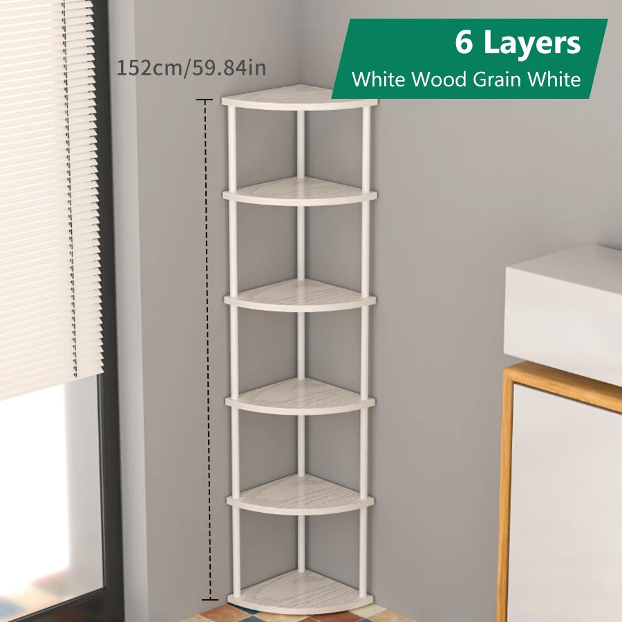 Metal Corner Wall Shelf — 3/4/5/6 Tier Plant Rack, Bookshelf & Living Room Storage