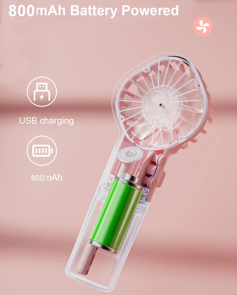 Portable Handheld Mist Fan with Humidifier — USB Rechargeable Mini Water Spray Fan