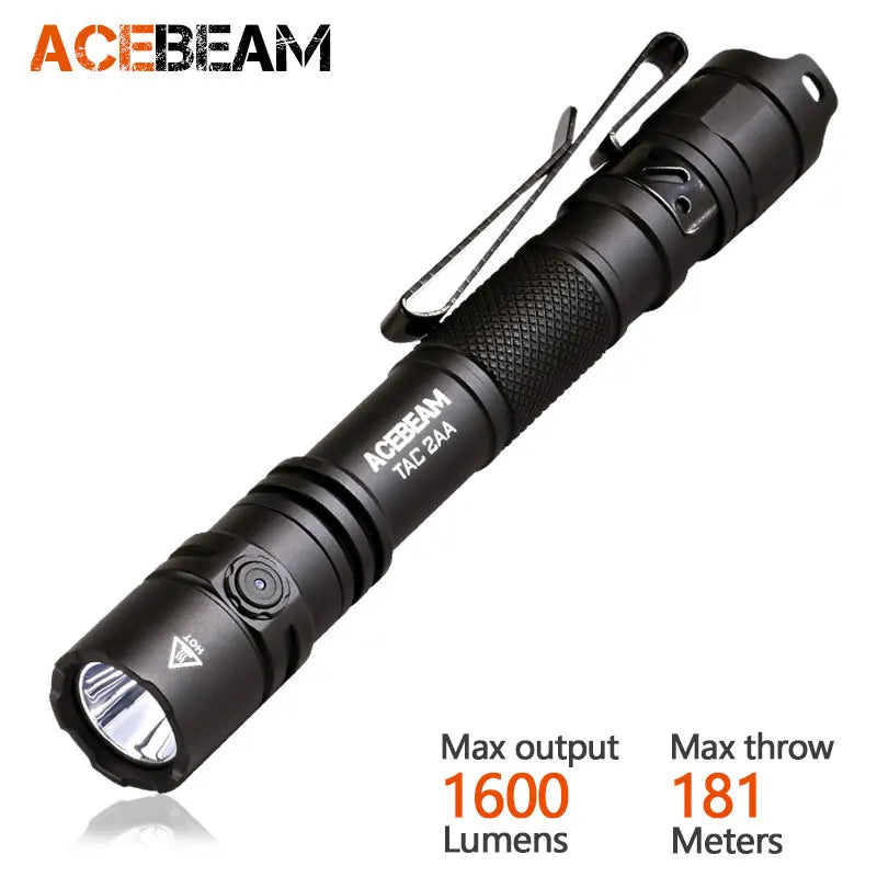 ACEBEAM TAC 2AA EDC Flashlight – Rechargeable Wide Voltage LED Torch with Self-Defense Strobe