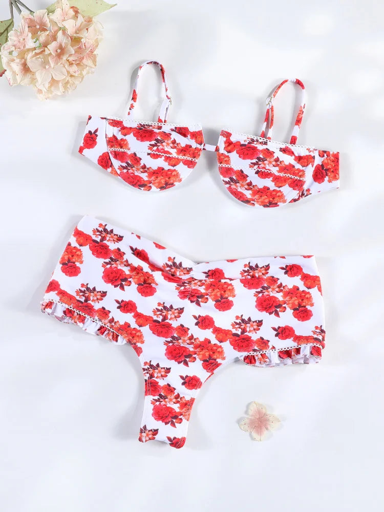 Long Dress Bikini Cover Up | Print Mesh Swimwear, Sexy Floral, Bandage Detail, S-XL