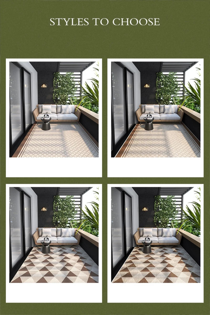 Outdoor Balcony Rug – Oil-Proof Non-Slip PVC Leather Carpet for Living Room & Kitchen