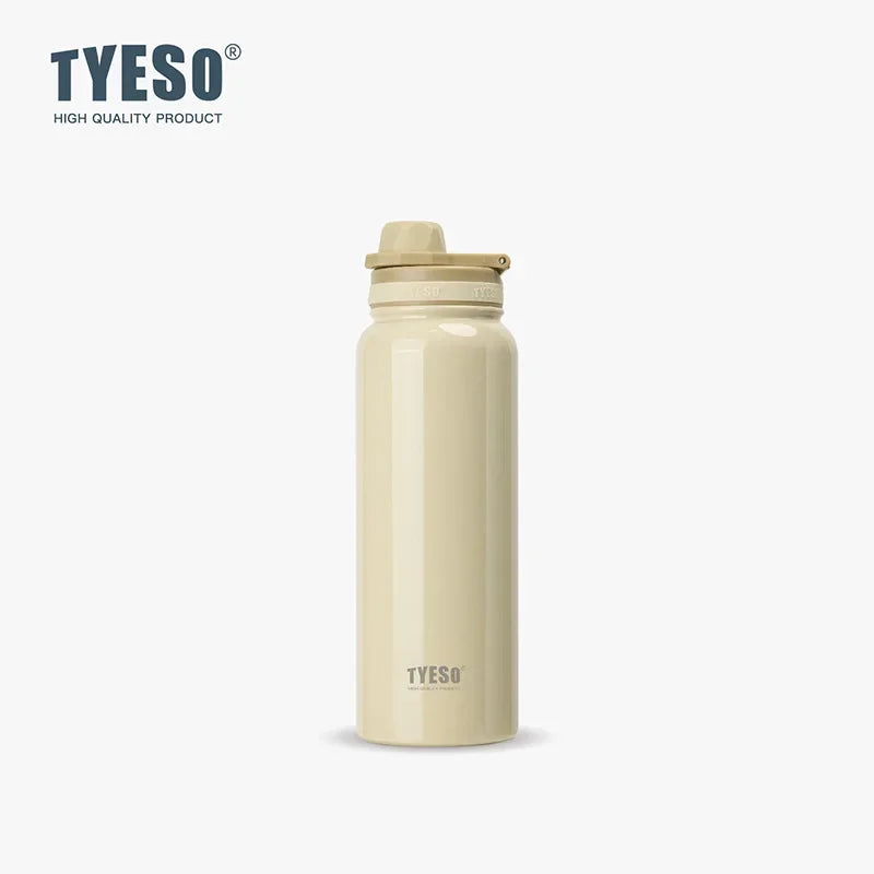 TYESO 304 SS Vacuum Thermos Bottle – Wide Mouth, Leakproof, 6–12Hr, 600–1200ml, 10+ Colors, Optional Cup Bag