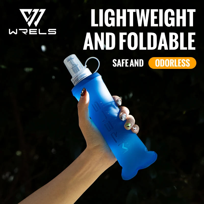 WRELS Collapsible Soft Flask Water Bottle – BPA-Free TPU Foldable Running Bottle for Hiking, Camping & Travel, 150/250/500ml