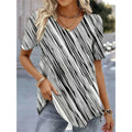 Women's 3D Flower Print V-Neck T-Shirt – Kawaii Oversized Summer Top & Blouse