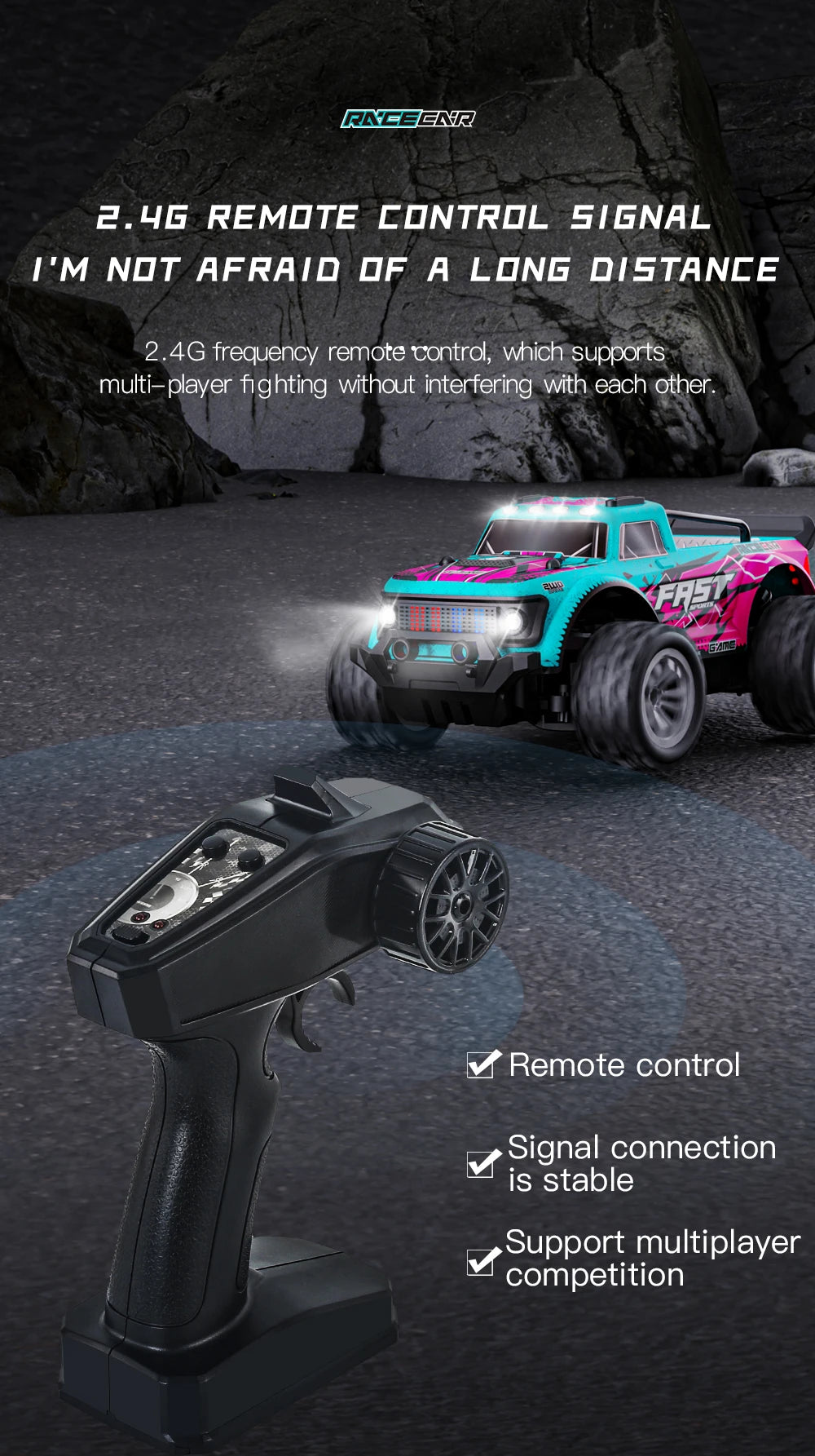 ZWN DK087 1:16 / 1:20 Scale 2WD RC Off-Road Climbing Car with LED Light