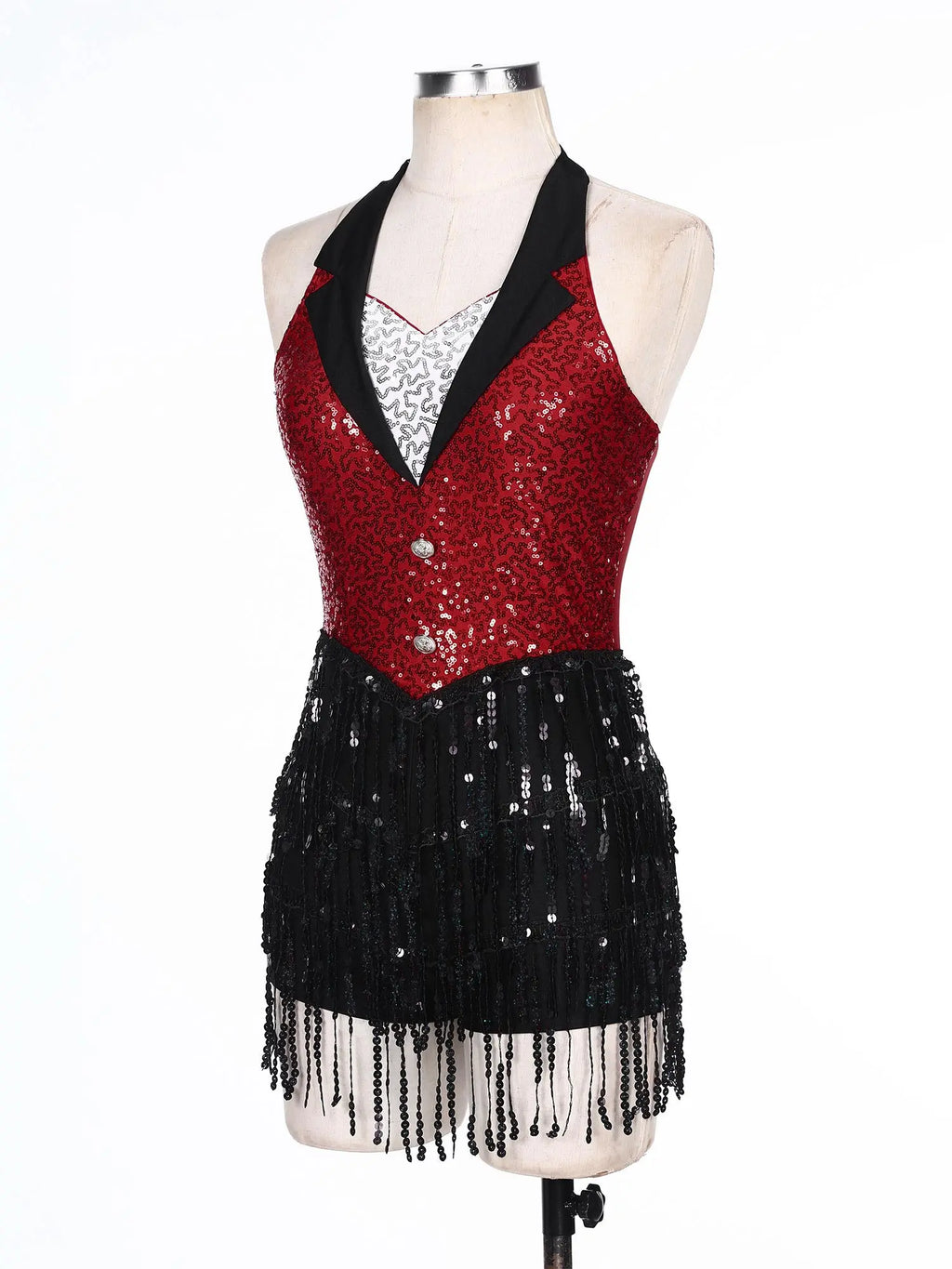 Women's Sequin Dance Dress – Shiny Sleeveless Latin Jazz Tango Salsa Leotard Bodysuit Outfit