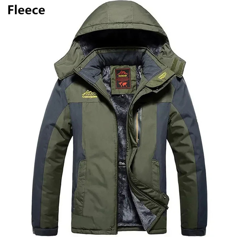 Men's Thick Waterproof Hooded Parka – Plus Size Military Fleece Jacket up to 9XL