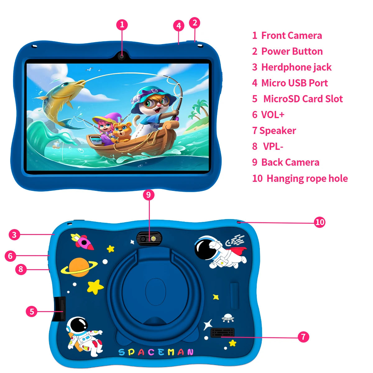 BDF 7" Kids Tablet – 4GB RAM, 64GB, Android 13, Dual Camera, Wi-Fi