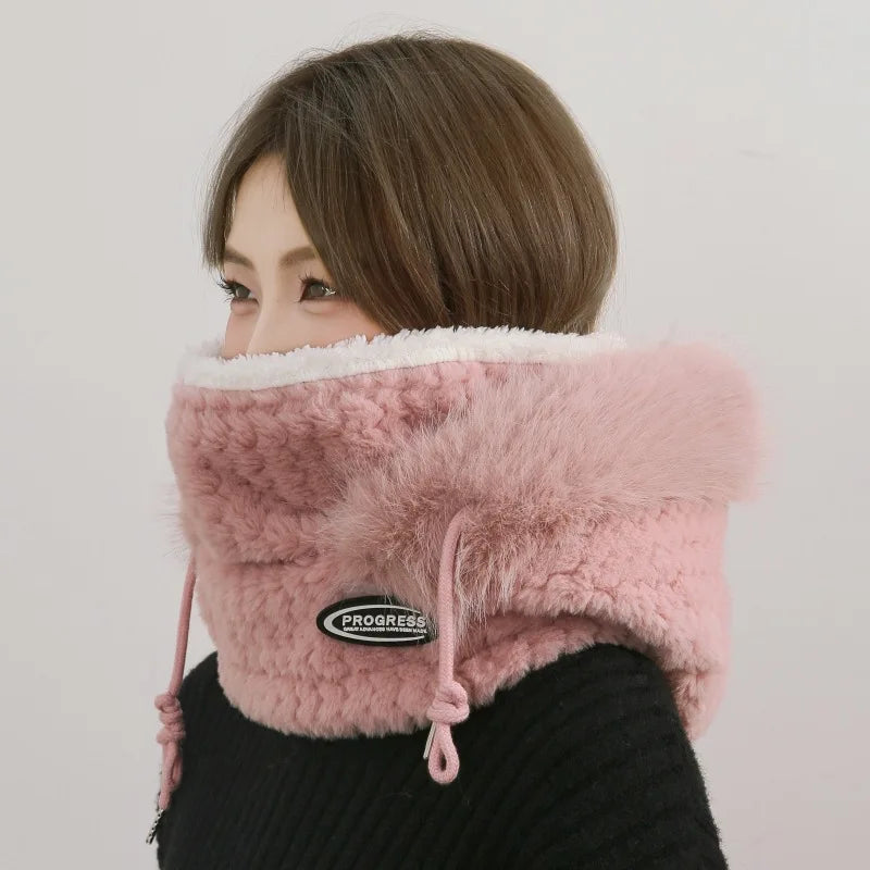 Women's Plush Winter Hood with Face and Neck Cover