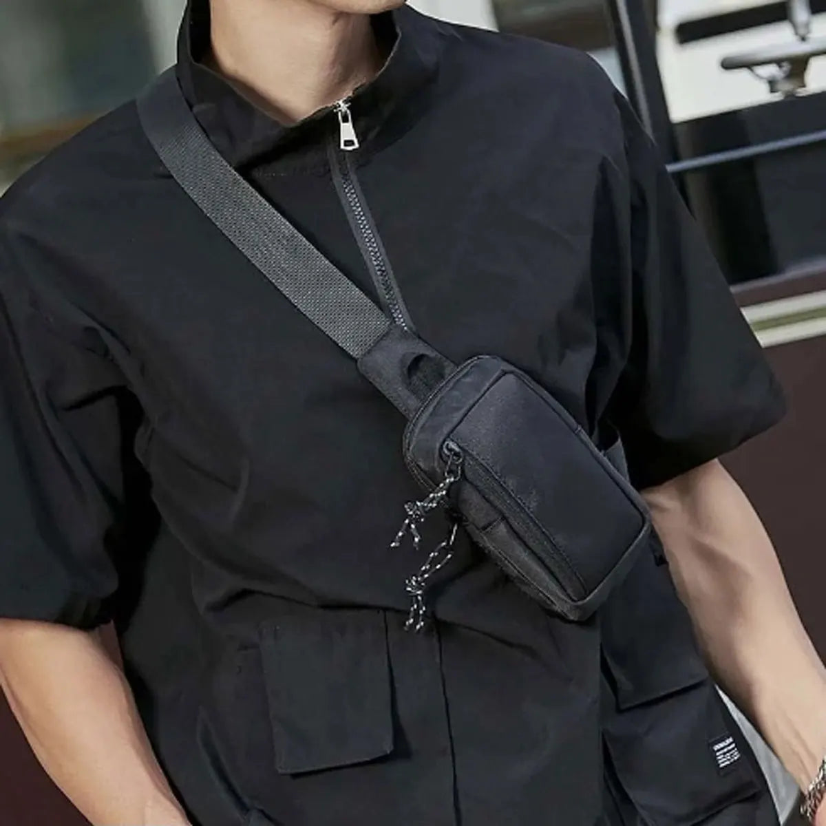 Men's Canvas Mini Crossbody Satchel Bag – Casual Waist Chest Shoulder Messenger Bag