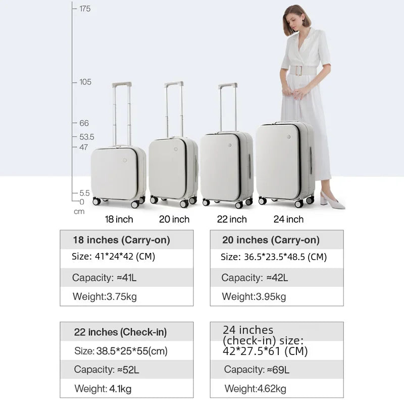 Mixi Patent Design PC Aluminum Frame Suitcase – Award-Winning Carry-On Rolling Luggage 18/20/24 Inch