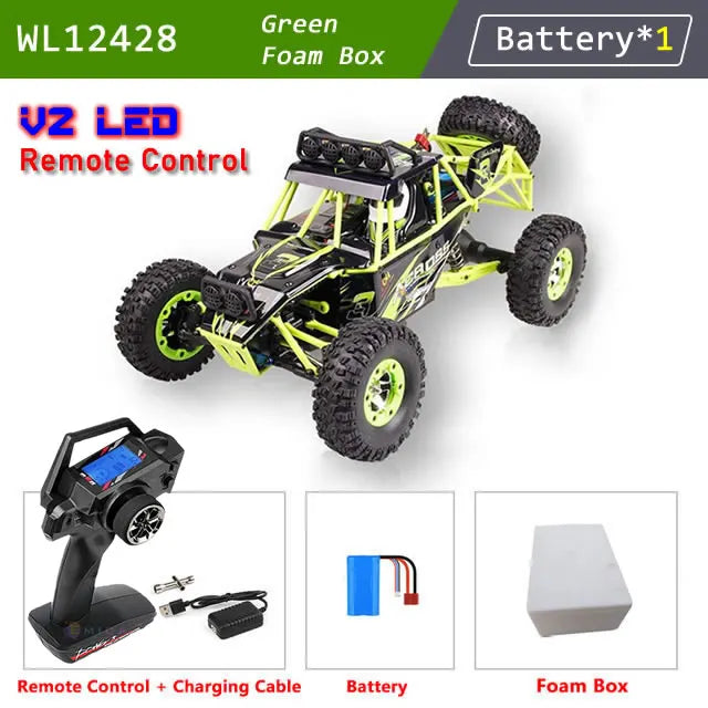 WLtoys 12428 1:12 Scale 4WD RC Racing Car – 50KM/H Alloy Off-Road Climbing Truck with LED Lights