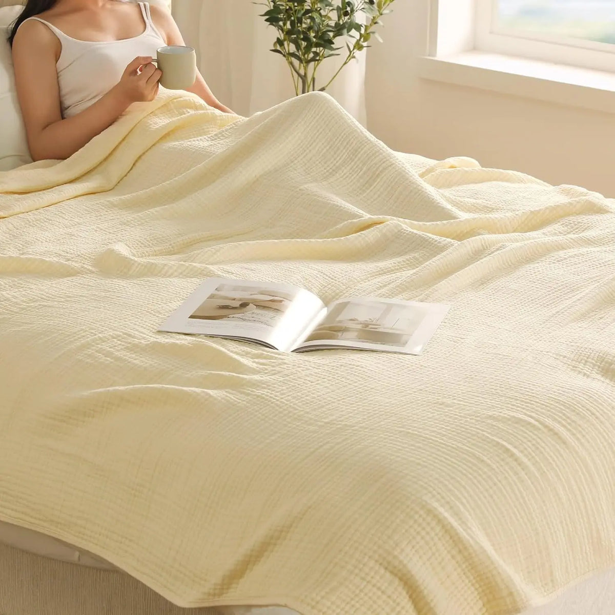 6-Layer Cotton Muslin Swaddle Blanket – Foldable Breathable Infant Wrap, Sofa Cover & Travel Blanket