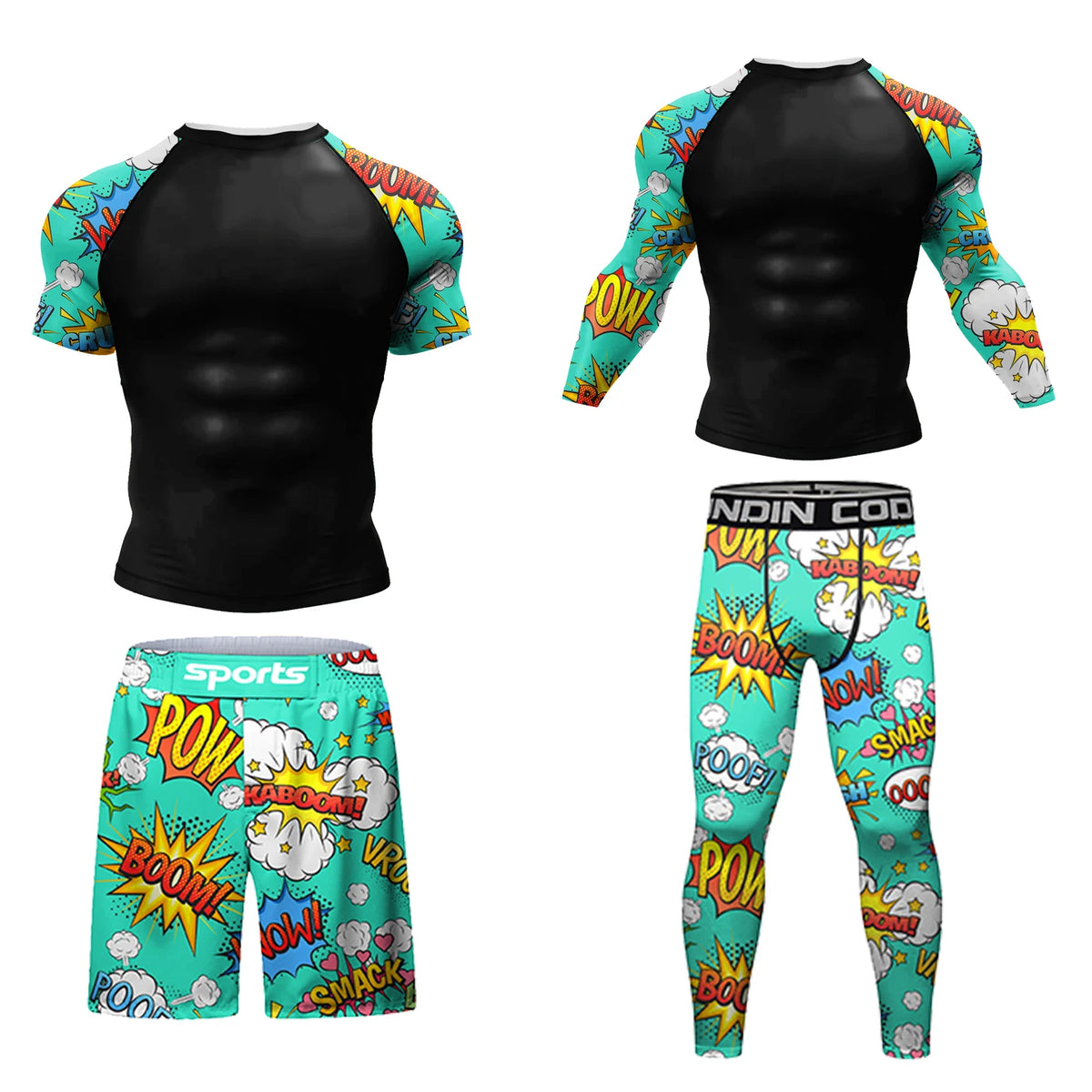MMA BJJ Rash Guard 3D Print Compression T-Shirt & Pants – Durable Boxing Jogging Tracksuit