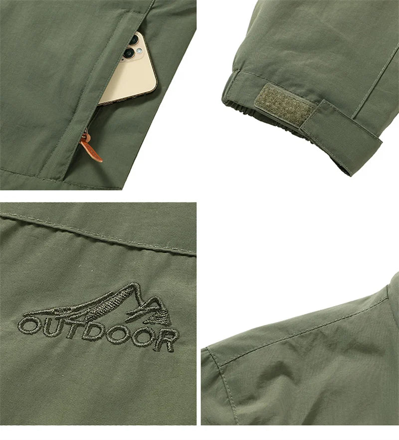 Men's Hooded Hiking Windbreaker – Multi-Pocket Jacket