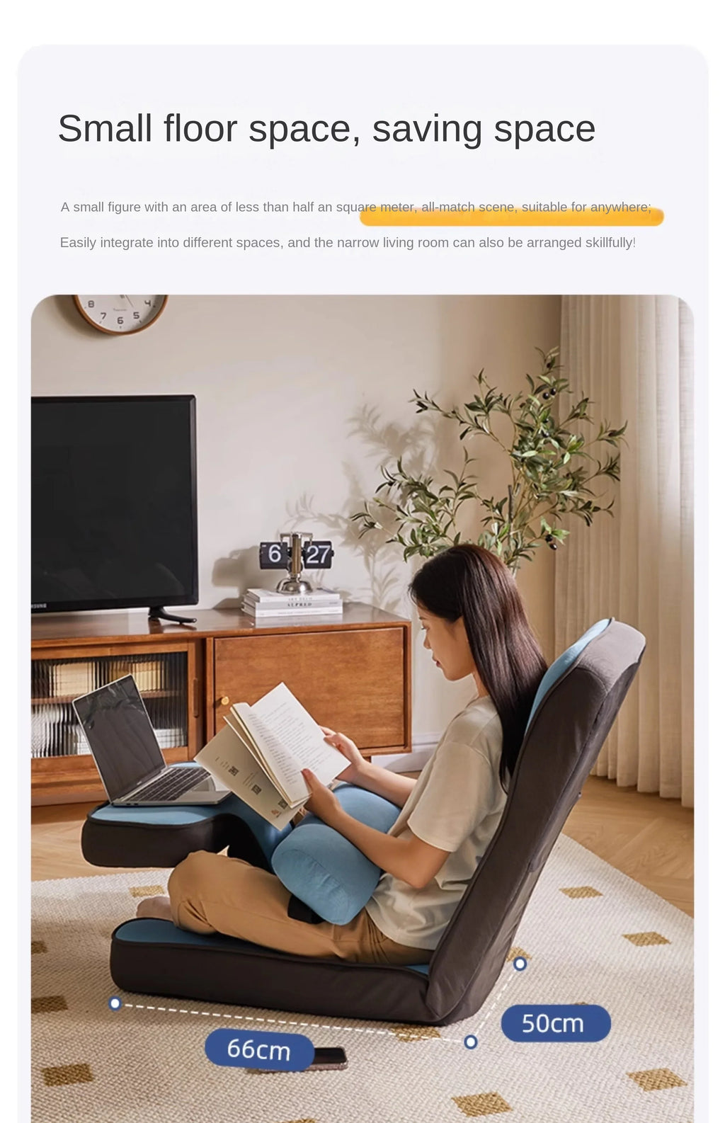 Cotton Folding Floor Sofa with Backrest
