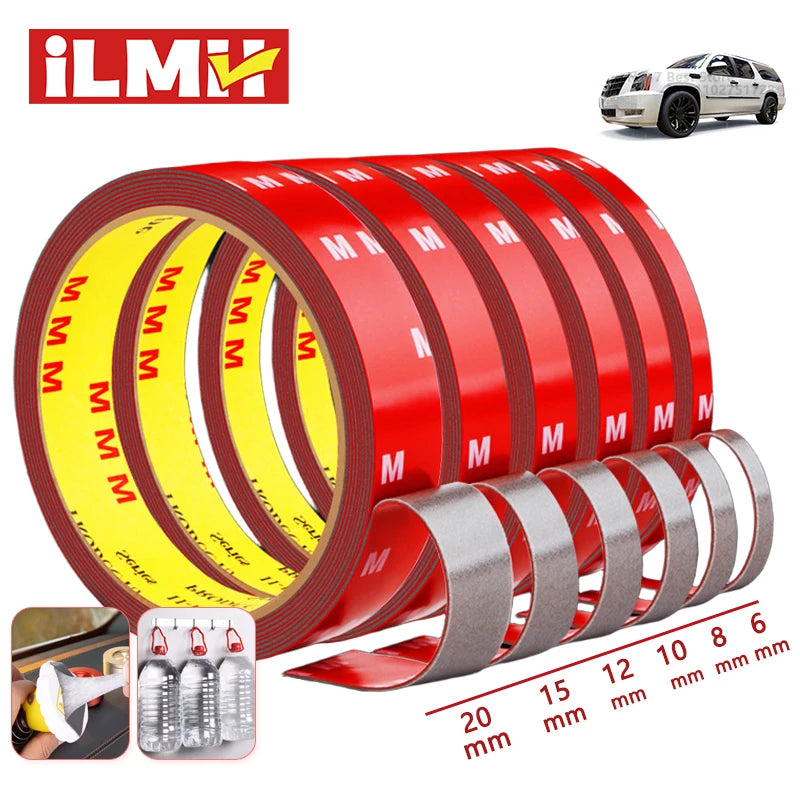 Stick It. Leave It. Forever. — iLMH Extra Strong Acrylic Foam Double Sided Tape | 3m, Waterproof, High Viscosity, 7 Widths, 1–4 Roll Pack