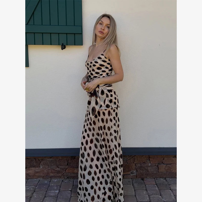 Women's V-Neck Lace-Up Polka Dot Mesh Dress – Flared Sleeve Slim Fit Casual Daily Dress