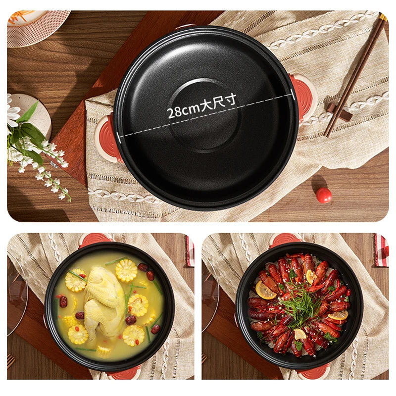 DMWD 3L Multifunctional Electric Cooking Pot – Non-Stick Hot Pot, Rice Cooker, Noodle & Soup Steamer