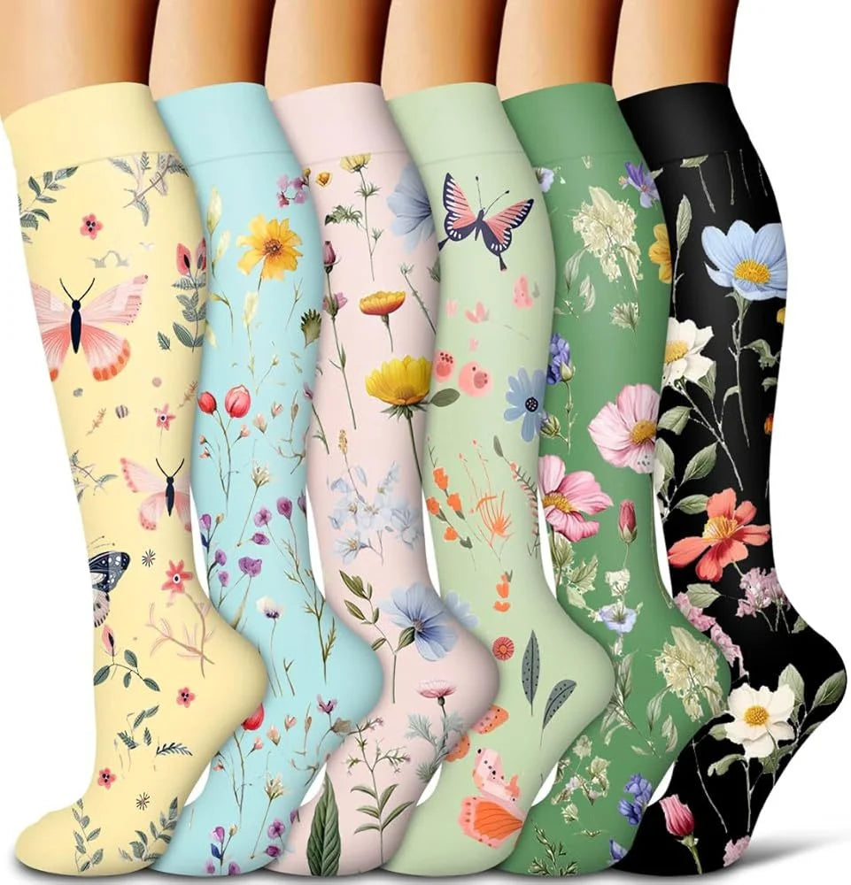 Knee High Compression Stockings 20-30mmHg – 6 Pairs Sports, Medical, Varicose Veins, Pregnancy, Edema & Diabetes
