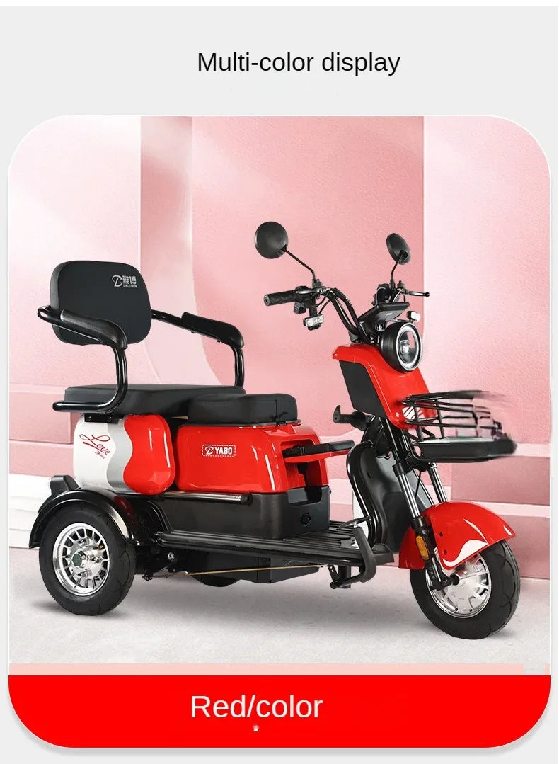 3-Wheel Electric Mobility Scooter for Adults, Long-Range Tricycle