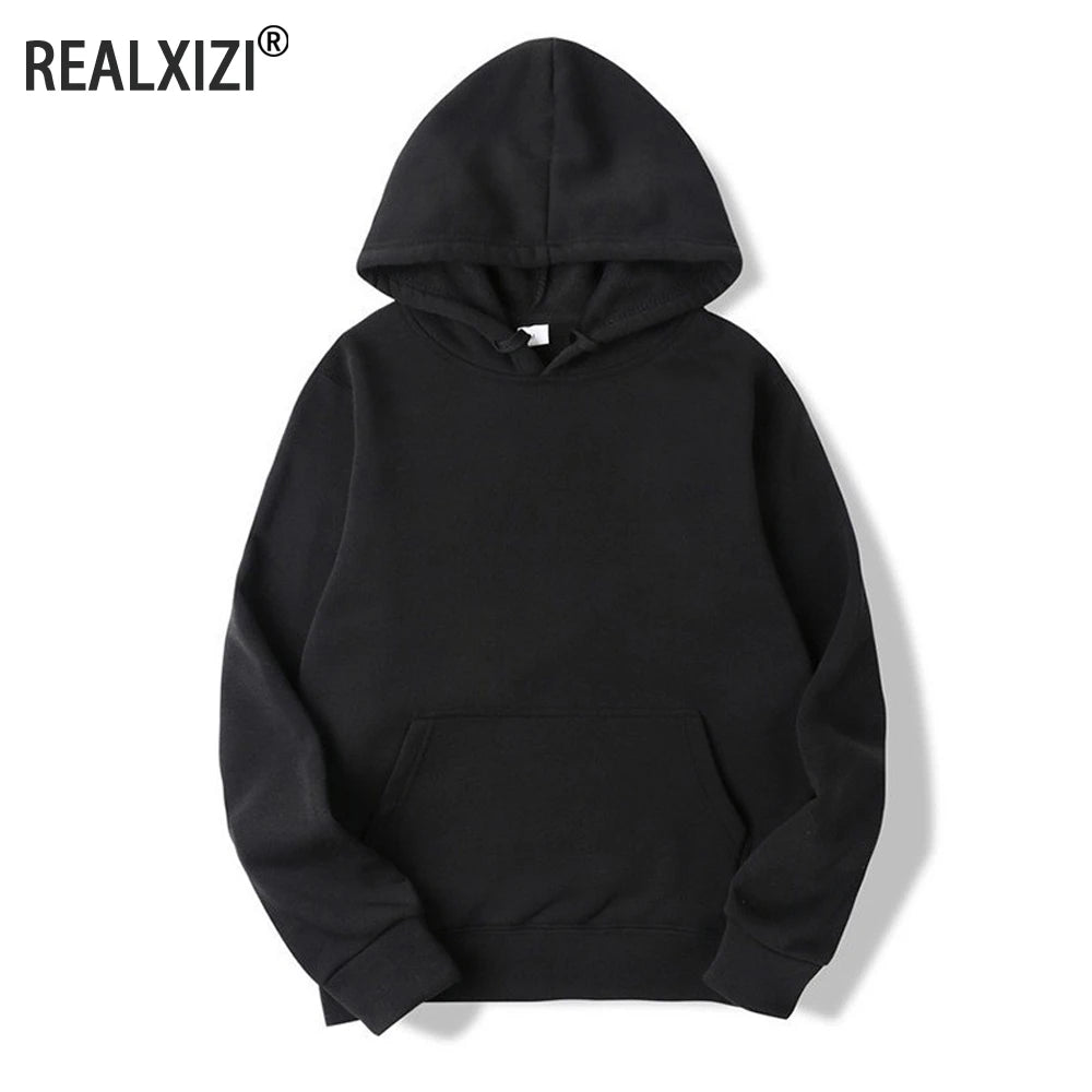 Unisex Oversized Pullover Hoodie Sweatshirt – Solid Color Casual Fleece for Men & Women