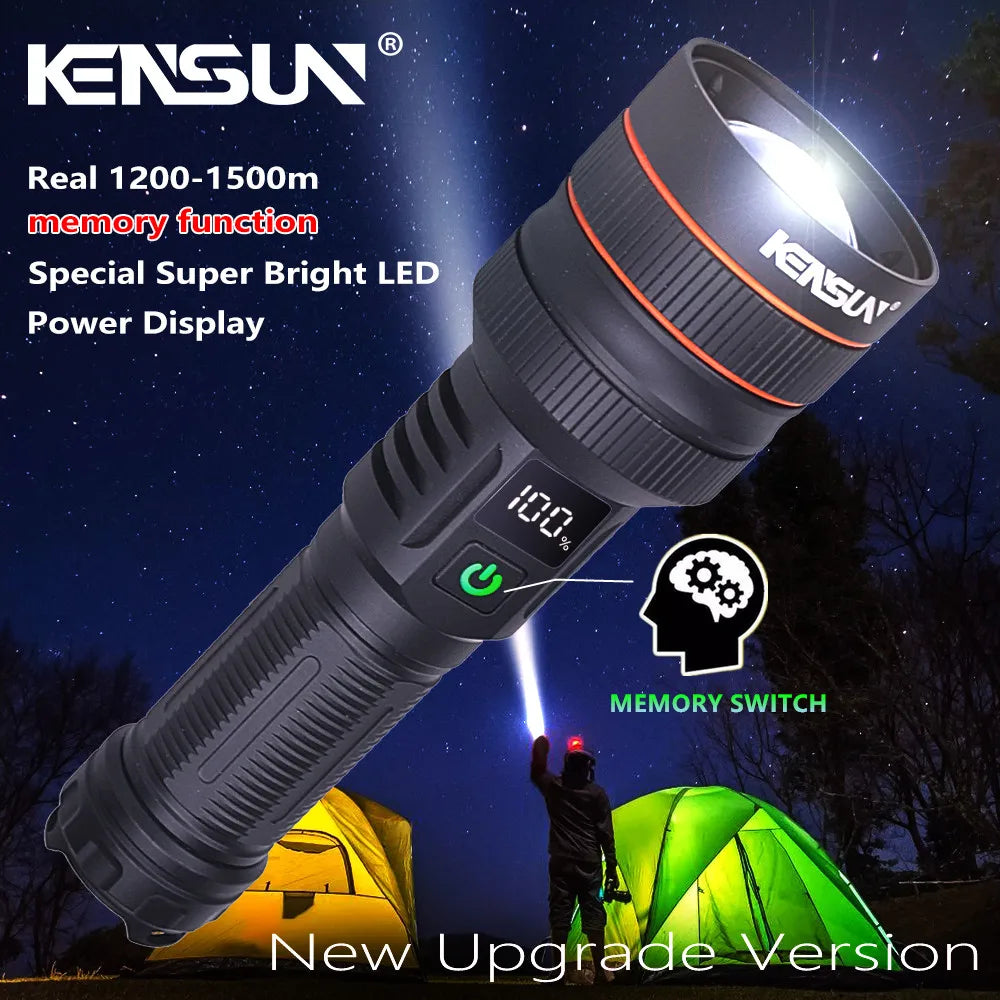 2500 Lumen Long Range LED Flashlight – IPX7 Waterproof, Type-C, 5 Modes, Power Bank Function