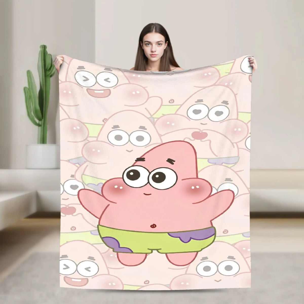 SpongeBob Flannel Throw Blanket – Soft Breathable Character Blanket for Bed, Lounge & Summer